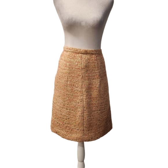 Vintage Pink and Gold Shimmer Midi Tweed Skirt Fully Lined - Picture 5 of 8